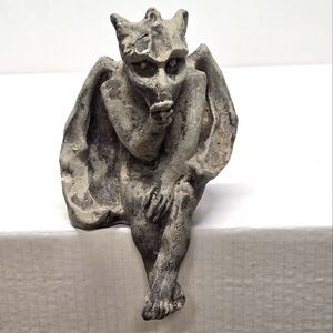 Baby Goyle Statue Seated Winged Gargoyle Sucking Thumb Shelf Sitting Figurine